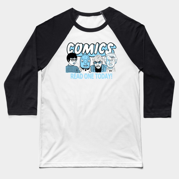 Comics Read One Today (Clowes Edit.) Baseball T-Shirt by dumb stuff, fun stuff